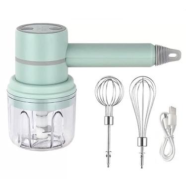 Imagem de Mini Batedeira Elétrica Recarregável Portátil Triturador de Alimentos Mixer de Mão Misturador com Fuê - LOBOY (Verde)
