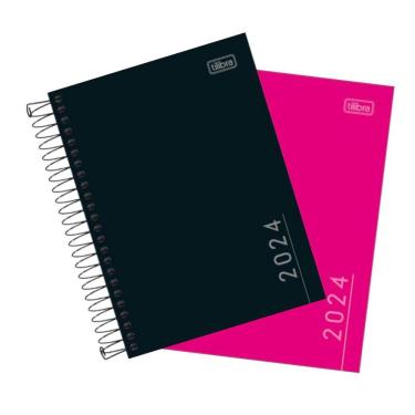 Imagem de Agenda 2024 Diária Espiral Pepper Preta/rosa M4 2024 Tilibra