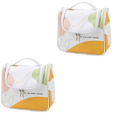 Imagem de VALICLUD 2 Peças Saco De Armazenamento De Cosméticos Bolsa Portátil Saco De Armazenamento Impermeável Sacos De Armazenamento Para Viagens Inventar Pu Viagem Caixa De Armazenamento