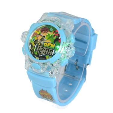 Imagem de Relógio Infantil Menino Ben 10 Criança Com Luz E Som Oferta (AZUL BEBÊ)