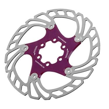 Imagem de Rotor de freio a disco flutuante de bicicleta de 16 cm com 6, aço inoxidável, liga de alumínio, design dinâmico flutuante mecânico para mountain road bike (roxo)