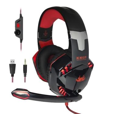 Imagem de Headset Fone de Ouvido Knup Hathor Video Game Gamers Pc Celular Computador Notebook Consoles cor Vermelho