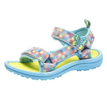 Imagem de Sandálias largas para crianças moda respirável sola grossa sandálias de verão chinelos infantis meninas tamanho 8, Amarelo, 27 BR