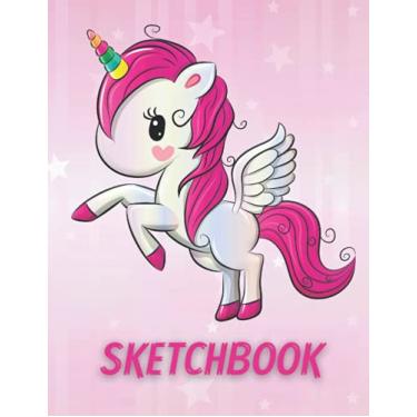 Imagem de sketchbook pink unicorn for girls: 8.5 X 11 inch 120 pages 21.59 X 27.94 cm SketchBook: Notebook for Drawing, Writing, Painting, Sketching or Doodling for girls