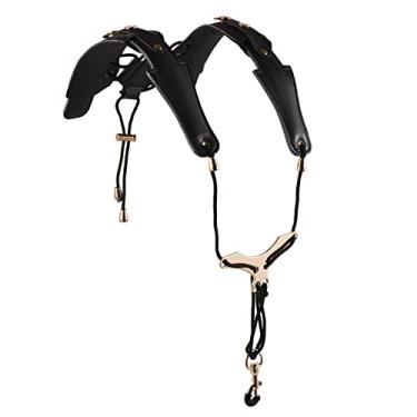 Imagem de Alça ajustável para saxofone Alça para saxofone Alça de ombro acolchoada para saxofone Alça de couro para saxofone Gancho de metal para saxofones tr/soprano/alto clarinete