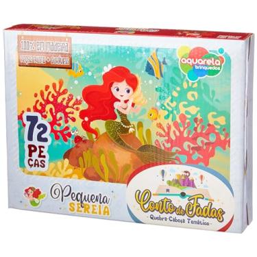 Imagem de Quebra-Cabeça de Madeira, Pequena Sereia, 72 peças, Aquarela Brinquedos