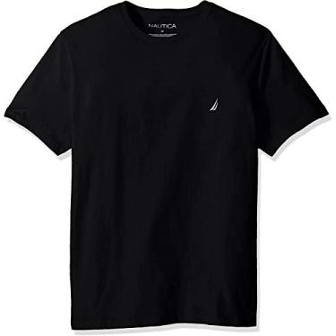 Imagem de Nautica Camiseta masculina de manga curta e gola redonda, Preto, Large