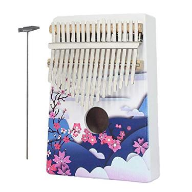 Imagem de Piano de polegar de 17 teclas, portátil Mbira Sanza Piano de dedo para crianças adultos iniciantes Marimbas presente musical, com instruções de estudo e martelo de afinação MeiHua
