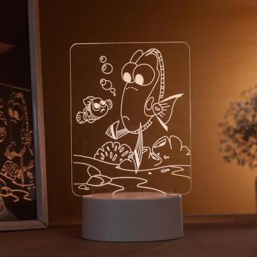 Imagem de Luminária led 3d, abajur de mesa, Dory e Nemo