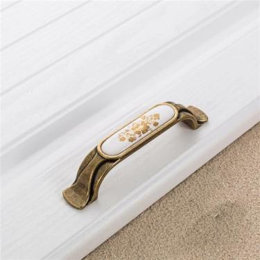 Imagem de Armário de cozinha alça de armazenamento flor de ouro cerâmica maçaneta da porta do armário antigo puxa ferragens, 723,96mm antigo