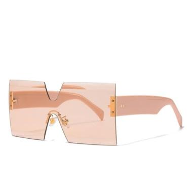 Imagem de Senhoras quadrado uma peça óculos de sol unissex moda óculos de sol feminino masculino máscara óculos na moda sem aro para feminino uv400,3, um tamanho