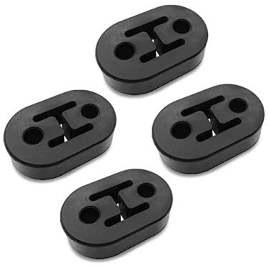 Imagem de 4 peças de gancho de borracha de escapamento de carro, 2 furos 11 mm (0,43 polegadas), gancho de silenciador universal isolador de escape, suporte de bucha de suporte de silenciador (preto)