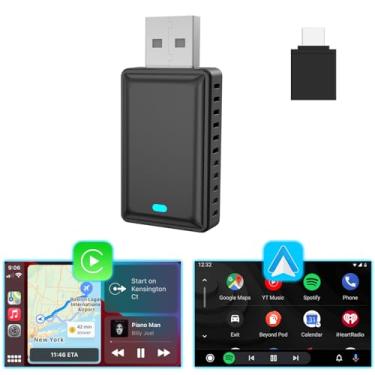 Imagem de Adaptador automotivo 2 em 1 sem fio CarPlay Android Mini USB Dongle, Plug & Play, converte CarPlay original com fio para carro sem fio, para carros 2016-2023 com CarPlay com fio de fábrica | Android