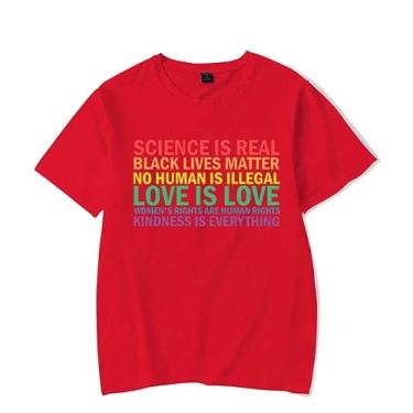 Imagem de Camiseta feminina Science is Real Rights Women's Rights Kindness Shirt Pride Shirt Women, Vermelho, M