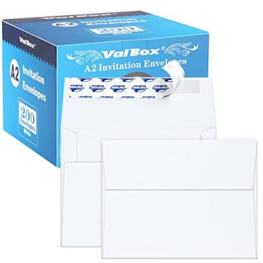 Imagem de ValBox Envelopes de convite A2 11 x 14,6 cm, envelopes brancos autoselados para convites, fotos, casamento, anúncios, notas de agradecimento, RSVP, cartões comemorativos, 11 x 14 cm (pacote com 200)
