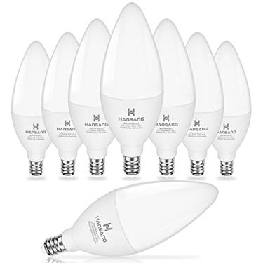 Imagem de Lâmpadas LED E12, lâmpadas tipo B Hansang 5W (equivalente a 60W), branco natural 4000K candelabro, lâmpada E12 500LM, lâmpada B11 não regulável, pacote com 8