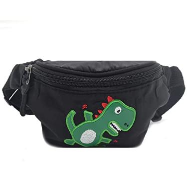 Imagem de Pochete infantil de dinossauro fofa, bolsa de cintura pequena, bolsa transversal para meninas e meninos, B-lack (grande, 32 x 14 x 7 cm), one size