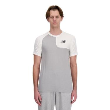 Imagem de New Balance Camisa de beisebol masculina Ss Asym esquerda, Branco, M