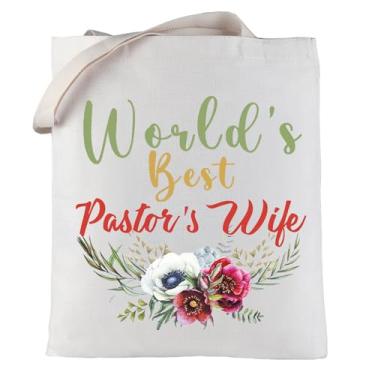 Imagem de LEVLO Bolsa de maquiagem cosmética orgulhosa pastor esposa presente de apreciação religiosa melhor pastor do mundo maquiagem esposa de pastor bolsa com zíper para esposa do ministro, Bolsa Pastor's