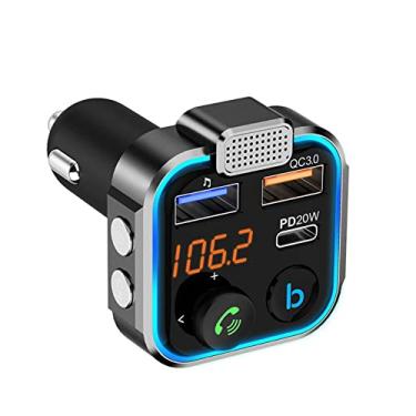 Imagem de Transmissor FM Bluetooth, adaptador de carro FM sem fio BD&M leitor de música MP3, receptor de áudio de rádio FM Cars, QC3.0 Tipo C 20W PD carregamento rápido rápido 3 portas USB, kit de baixo estéreo