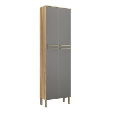 Imagem de Paneleiro Duplo com 4 Portas 100% Mdf Itália Amêndoa/Chumbo