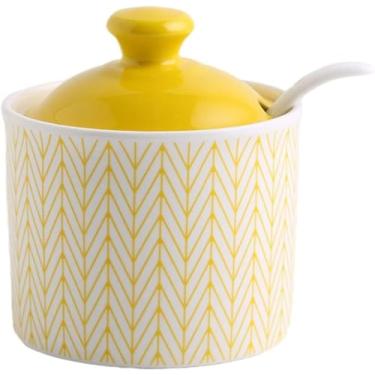 Imagem de Açucareiro de creme, talheres de cerâmica, açucareiro azul com tampa, pote de armazenamento de açúcar, pote de açúcar, pote de especiarias para recipiente de açúcar, pote de tempero de sal d