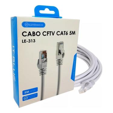 Imagem de Cabo de rede CFTV conexão RJ45 Cat6 de 5 metros transmissão estável conector em ouro LE-313