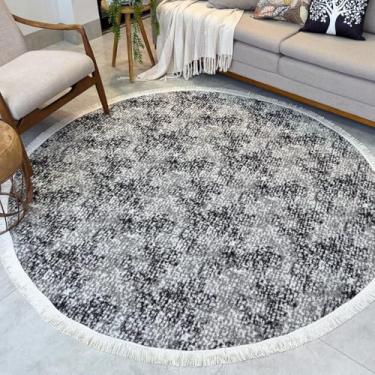 Imagem de Tapete Luxo Redondo Grande 2,00x2,00 Versátil Casa Apartamento Sala Cozinha Quarto (Preto Mesclado, 2,00x2,00)