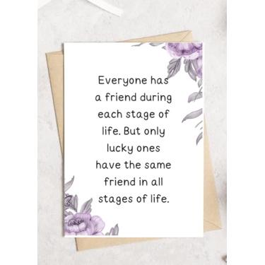 Imagem de TEEMI - Cartão de melhor amigo para sempre, cartão de aniversário de melhor amigo, cartão de aniversário para melhor amigo, cartão de felicitações da amizade, tenha o mesmo amigo em todas as fases da
