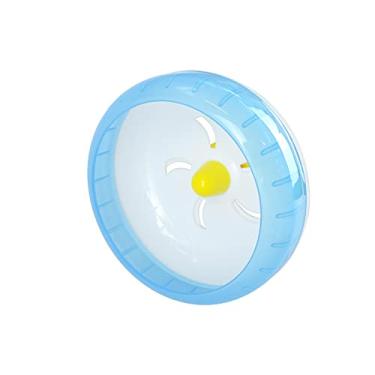 Imagem de WishLotus Roda de corrida para hamster, brinquedo silencioso para exercício de corrida, acessório de gaiola de hamster para urso shih tzu de seda dourada (azul)
