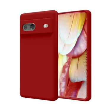 Imagem de EUAGVQY Capa para Pixel 7 Google 7, capa de silicone líquido com proteção total de microfibra macia antiarranhões à prova de choque capa protetora para Google Pixel 7, vermelha