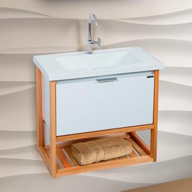 Imagem de Gabinete Toucador Para Banheiro Deck Cuba Inclusa 58cm Branco