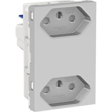 Imagem de Módulo Tomada 2P+T 10A Duplex Borne Automático S70325174 Orion Alumínio - Schneider