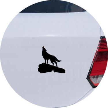 Imagem de Adesivo de Carro Lobo Uivando na Pedra - Cor Preto - Melhor Adesivo, P