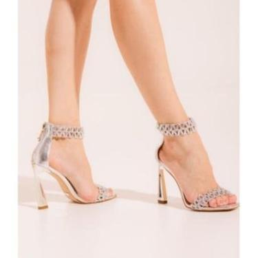 Imagem de Sandália em Soft Metalizado Prata Trama Cecconello-Feminino