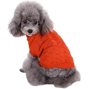Imagem de CHBORCHICEN Suéteres para cães pequenos de malha para cães de estimação gatos quentes roupas de inverno suéter filhote de gatinho (PPP, laranja)