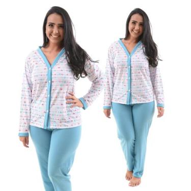 Imagem de Pijama De Frio Feminino Longo Inverno Aberto Pós Cirúrgico Maternidade
