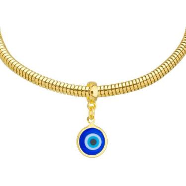 Imagem de Pulseira Olho Grego Berloque Banhado a Ouro 18k - Work Semijoias, 16 c
