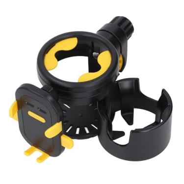 Imagem de Suporte de Copo da Braçadeira do Telefone do Carrinho, Suporte Dobro Giratório da Bebida 3 Em 1 Suporte de Copo do Carrinho para Scooters Dos Caminhantes (Preto Amarelo)