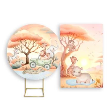 Imagem de Painel De Festa Redondo 1,50x1,50 + Painel Vertical 1,50x2,20 -  Safar