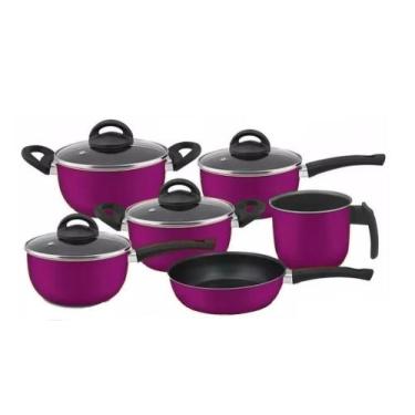 Imagem de Conjunto de Panelas Antiaderente Marpal 06 Peças Original, Roxo