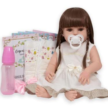 Imagem de Bebe Reborn Menina Linda Cabelo Longo Com Diversos Itens - Cegonha Reb