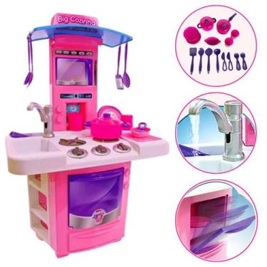 Imagem de Cozinha Infantil Brinquedo Completo Big Cozinha Rosa Com Acessórios To