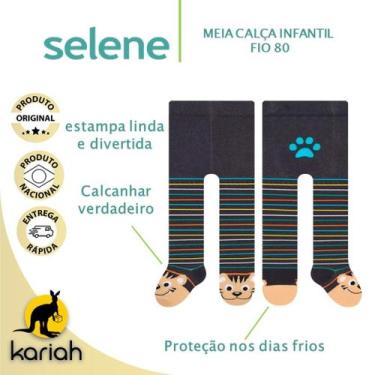 Imagem de Meia Calça Bebê Ceroula Menino  Algodão Selene 9003, Azul, 5-12