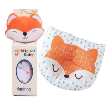 Imagem de Kit Travesseiro Apoio de Cabeça Bebe Infantil + Naninha Prendedor de C