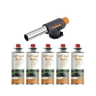 Imagem de Kit maçarico automático grafite culinário controle de chama + 5 refil 