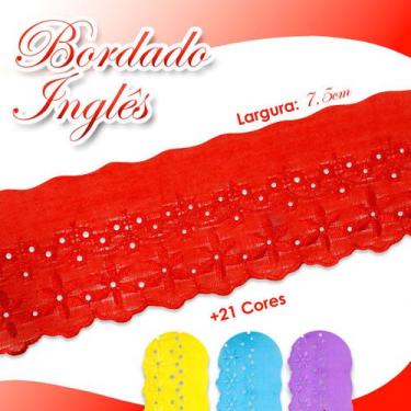 Imagem de Bordado Inglês Ctl 108 Peça Com 13,7m Várias Cores - Vermelho - Nº: 14