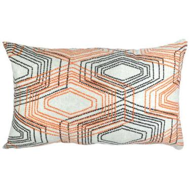 Imagem de Almofada Wendy Retangular 30x50cm Detalhe Laranja e Preto - FASTLAR