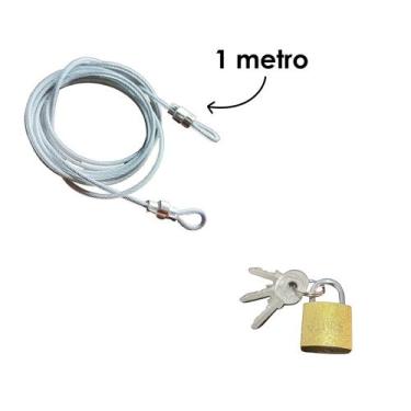 Imagem de Cabo Lacre De Aço + Cadeado - Lacre Bagagem Anti Furto Travel Airport 