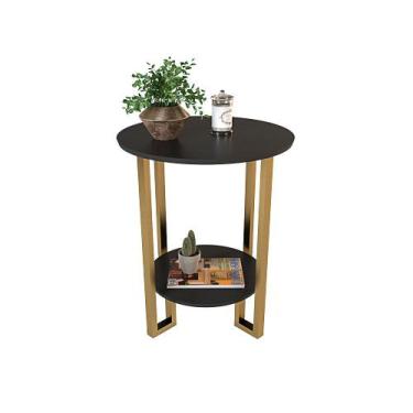 Imagem de Mesa de Apoio 2 Tampos Dália com Pés de Ferro - Preto - Nosso Sonho De